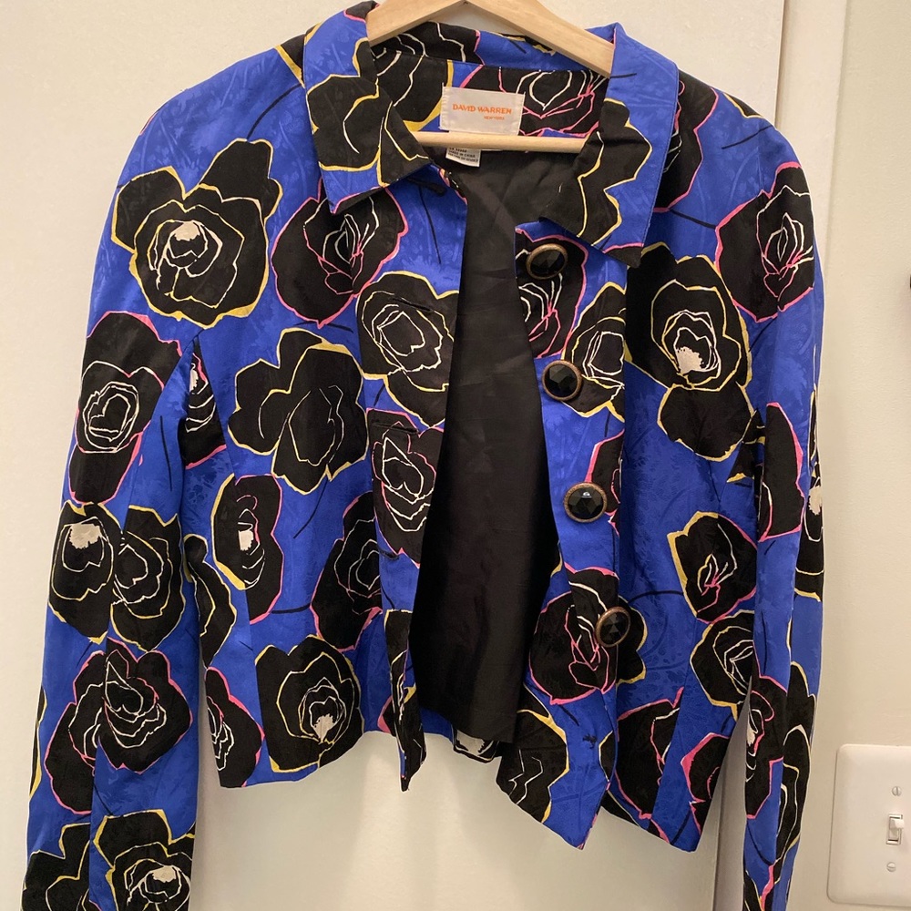 Vintage Silk flower patterned blazer jacket